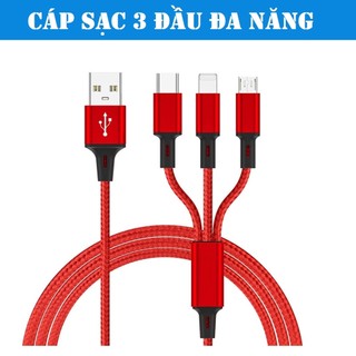 Cáp sạc nhanh 3 đầu type c micro