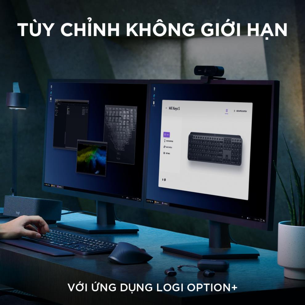 Bàn phím không dây Logitech MX Keys S - Low Profile yên tĩnh, Đèn nền, Bluetooth, Sạc USB-C
