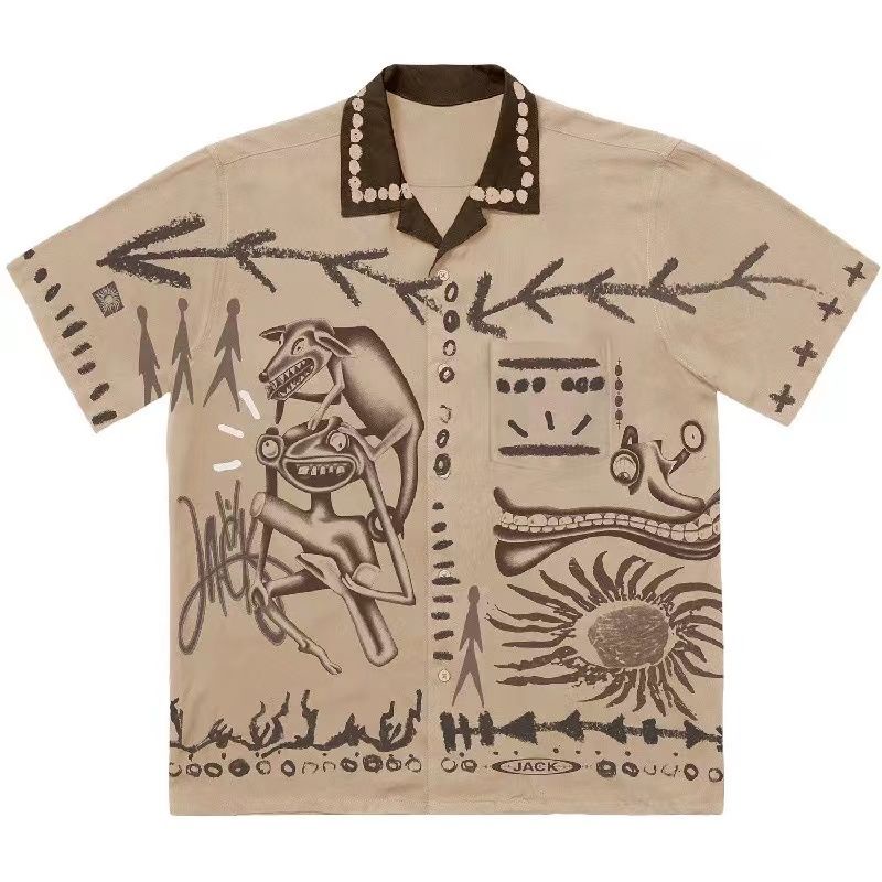 Áo Thun Ngắn Tay In Hoạt Hình graffiti Travis Scott Jack Painter Kiểu Mỹ Cá Tính
