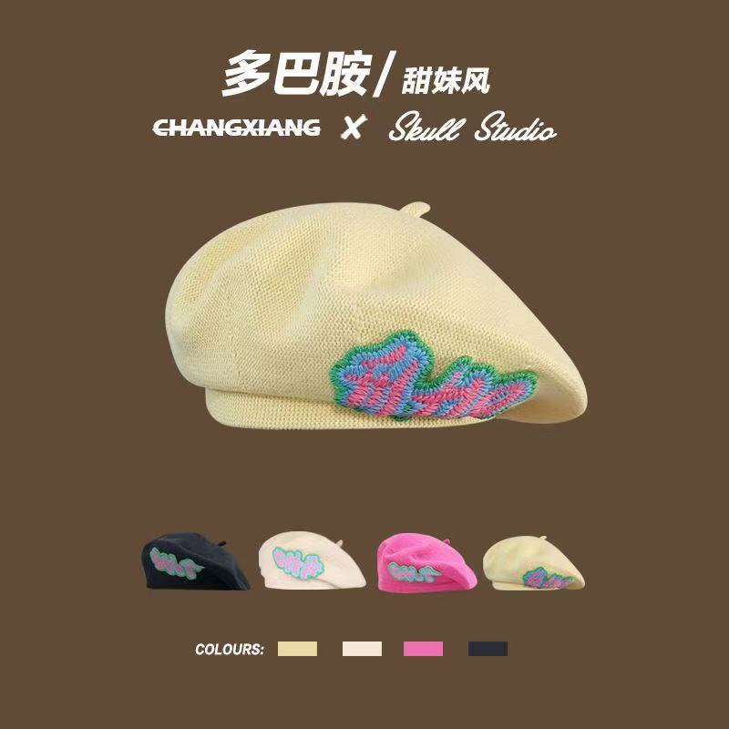 Mũ Beret Mỏng Màu Vàng Cỡ Nhỏ Thoáng Khí Thời Trang Mùa Hè Dễ Thương Cho Nữ