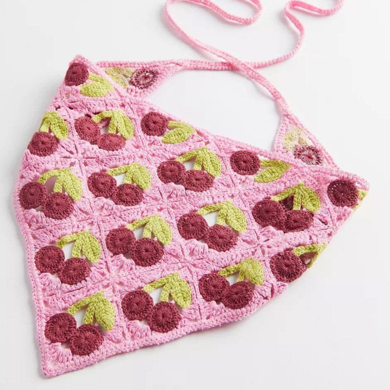 Mũ Trùm Đầu Tam Giác Họa Tiết Hoa Và Bướm Handmade Thời Trang Cho Nữ