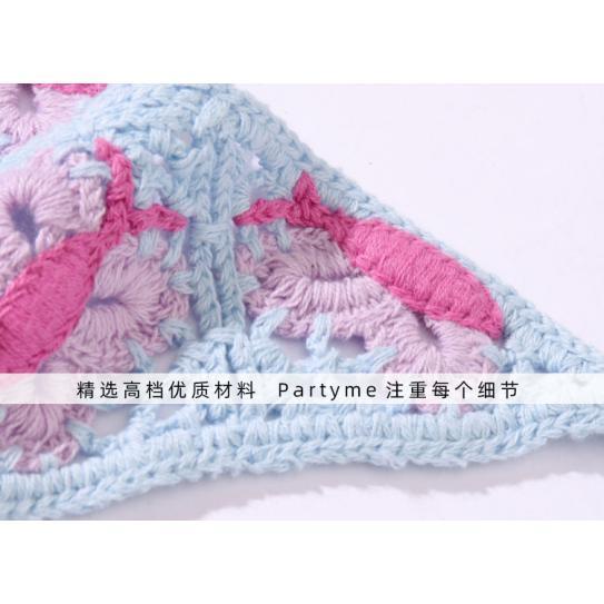 Mũ Trùm Đầu Tam Giác Họa Tiết Hoa Và Bướm Handmade Thời Trang Cho Nữ