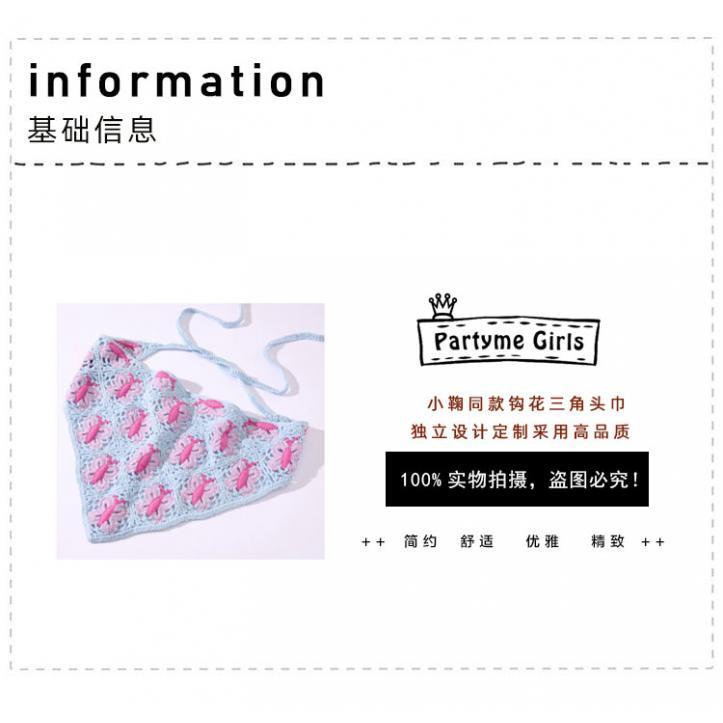 Mũ Trùm Đầu Tam Giác Họa Tiết Hoa Và Bướm Handmade Thời Trang Cho Nữ