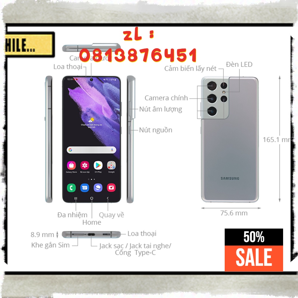 Siêu Ưu Đãi  Điện thoại Samsung Galaxy S21 Ultra 5G  - Hàng chính hãng - Full Box 100%, bảo hành 12 tháng