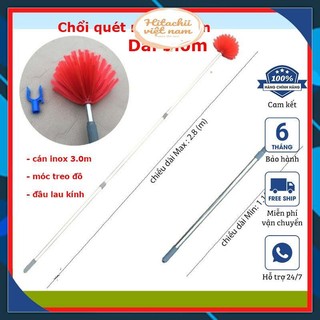 Chổi quét trần nhà, quét mạng nhện đầu gai cán inox cao cấp dài 1m4/ 2met/ 3 met, chổi quét trần đa năng