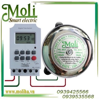Bộ Chuông Báo Hẹn Giờ Ra Vào Cơ Quan, Trường Học, Công Ty, 28 Lần/Ngày (Bật/tắt) Cính Hãng MOLI