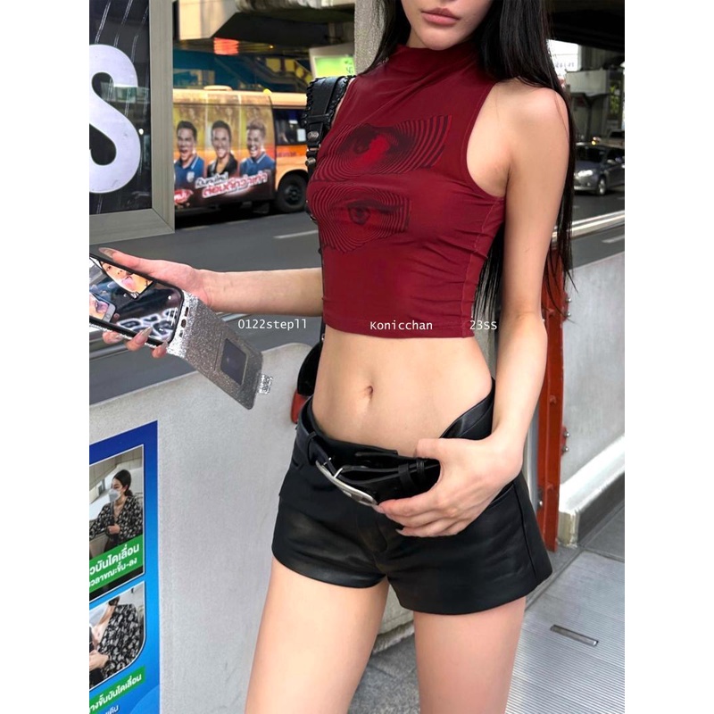 Áo Thun Ngắn Mỏng Không Tay Cổ Cao In Họa Tiết Phong Cách Trung Hoa Độc Đáo Thời Trang Mùa Hè Mới Cho Nữ