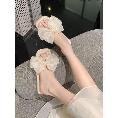 Dép cho sỏ quai dép nơ phong cách tiên nữ dép đi biển nữ