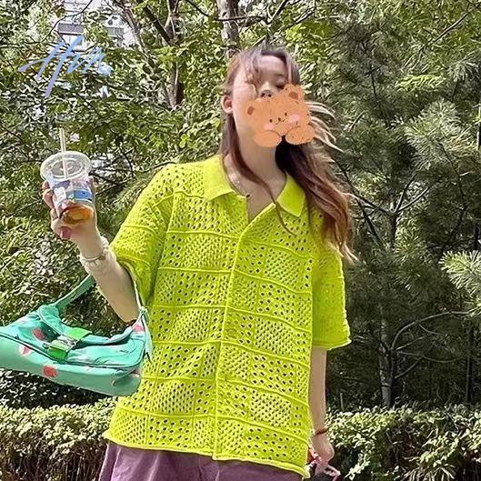 Áo Cardigan Dệt Kim Dáng Rộng Phong Cách Mỹ Đơn Giản Thời Trang Mùa Hè Cho Nữ