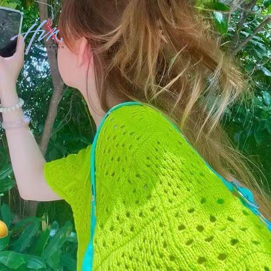 Áo Cardigan Dệt Kim Dáng Rộng Phong Cách Mỹ Đơn Giản Thời Trang Mùa Hè Cho Nữ