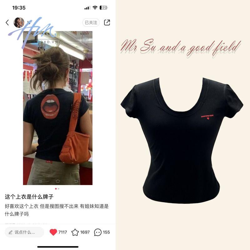 Áo Thun Tay Ngắn In Hình Đôi Môi Phong Cách Hoàng Gia Thời Trang Xuân Hè 2023 Cho Nữ