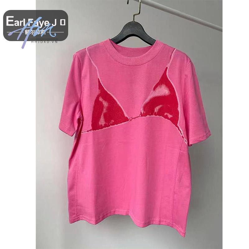 Áo Thun Ngắn Tay Cổ Tròn Dáng Rộng In Họa Tiết Xinh Xắn Theo Phong Cách Mùa Hè Dành Cho Nữ