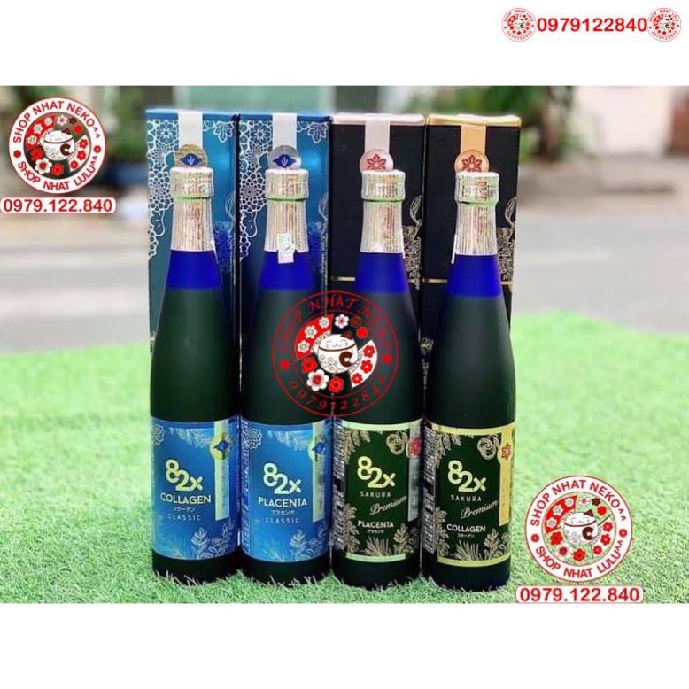 (Chuẩn Nhật)  Nước Uống Đẹp Da Collagen 82X Sakura Premium và Placenta 82X Sakura Premium 500ml Nhật