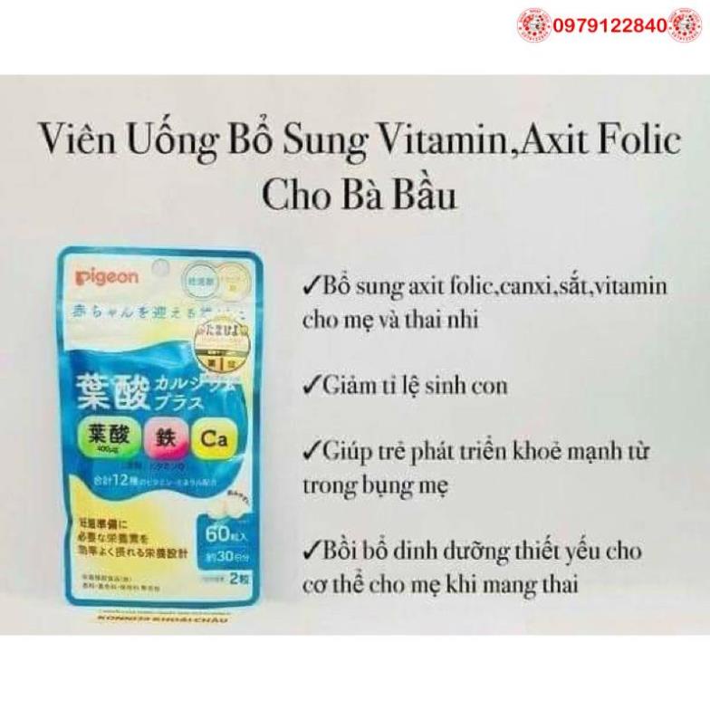 VIÊN UỐNG BẦU BẤU VITAMIN CANXI PIGEON NHẬT BẢN 60 VIÊN _lulushop