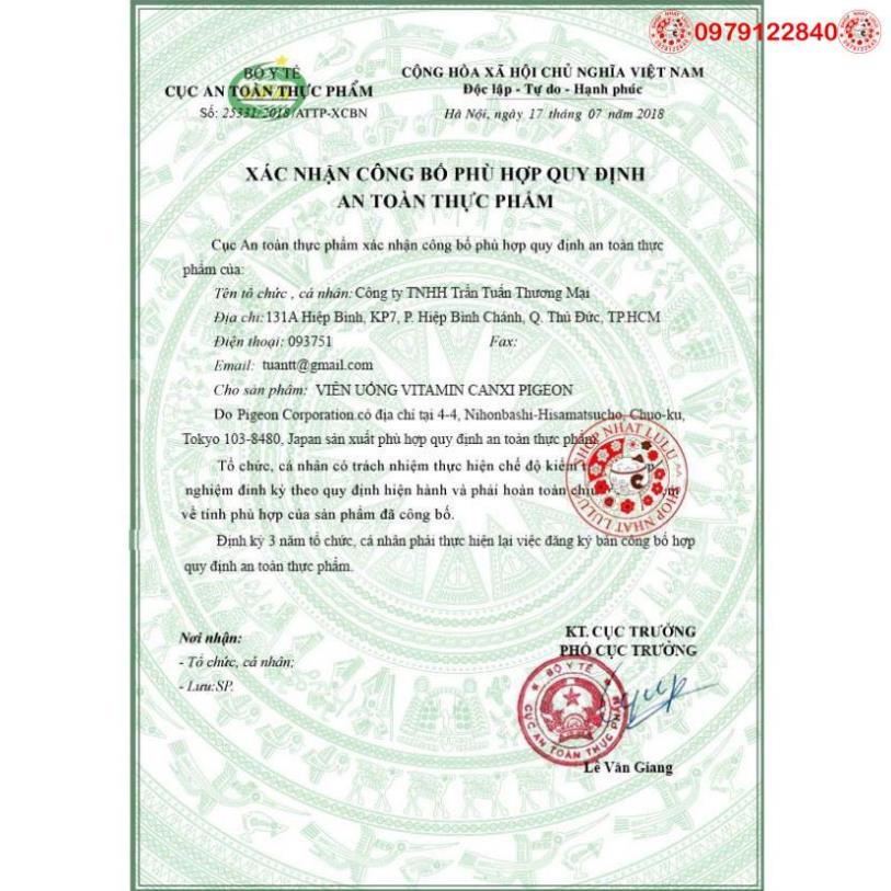 VIÊN UỐNG BẦU BẤU VITAMIN CANXI PIGEON NHẬT BẢN 60 VIÊN _lulushop