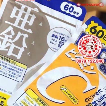 Sét combo Kẽm và vitamin C trắng da, giảm mun Nhật giá mua sale D.H.C _lulushop