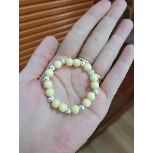 Vòng dâu tằm cho bé mix bi bạc. Dây chun. D1. Tặng kèm hạt dâu + dây dự phòng và hộp đựng