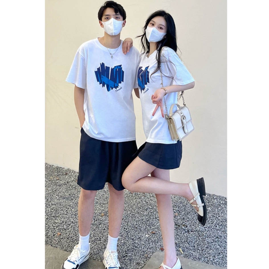 Áo thun unisex nam nữ local brand basic tee phông Form rộng Unisex Tay Lỡ Vải Cotton 100% F17 Tim XANH DƯƠNG | BigBuy360 - bigbuy360.vn