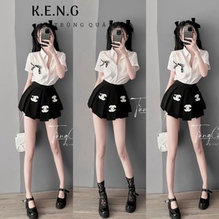 𝗩𝗶𝗱𝗲𝗼 𝗔̉𝗻𝗵 𝗧𝗵𝗮̣̂𝘁 ✔  SÉT sơmi  hoa văn KÈM CH.NEL phần chân váy NGẮN