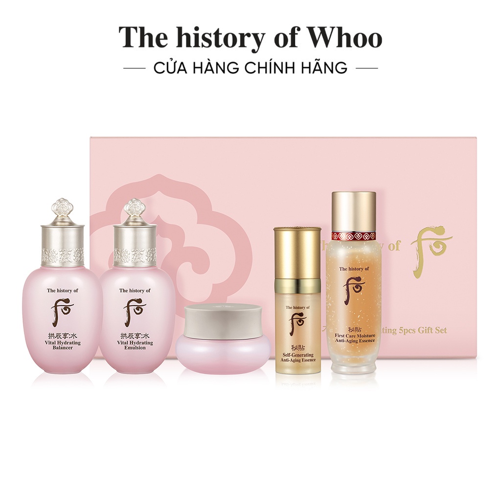 [HB Gift] Bộ 5 bước dưỡng ẩm chống lão hóa Đông Y Hoàng Cung The history of Whoo Gongjinhyang Soo 5pcs