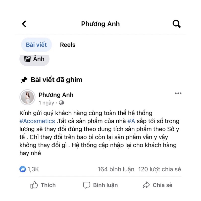 Face pháp A cosmetics Phương Anh date mới