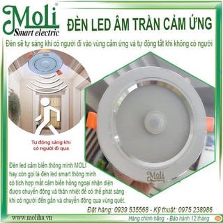 Đèn led âm trần cảm ứng siêu mỏng moli