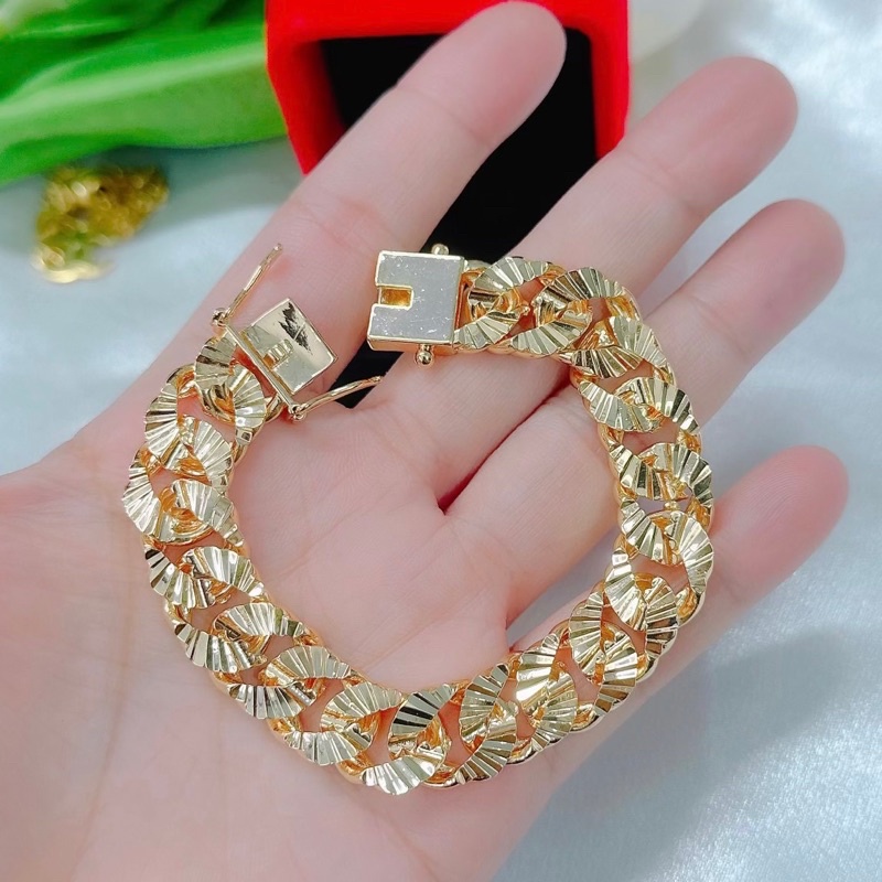 Lắc tay xích khoen lật mạ vàng(kí hiệu 18k)