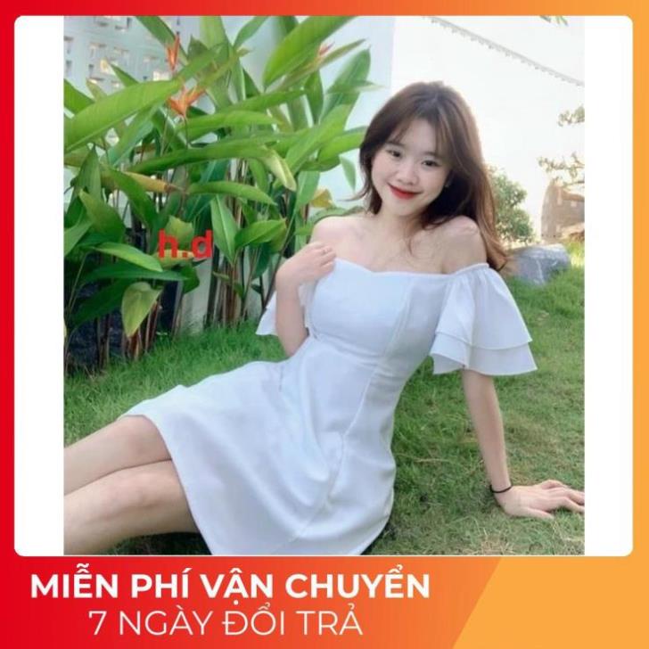 Hot Đầm Trễ Vai Nữ Cao Cấp Kiểu Dáng Chữ A Phối Trễ Vai Cực Điệu Siêu Tôn Dáng Va04 Ss Ok Tt Vv