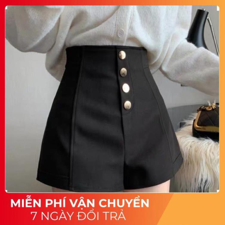 Hot Quần Đùi Nữ Cao Cấp Cạp Cao Kiểu Dáng Sang Trọng Cực Xinh Phối Khuy Giữa Thanh Lịch Q10 Ss Ok Tt Vv