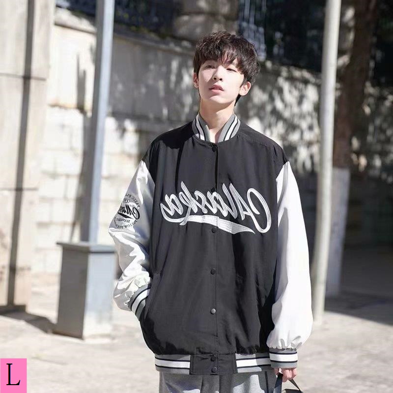 Áo Khoác Bóng Chày Dáng Rộng Màu Sắc Tương Phản Phong Cách Thời Trang Đường Phố Mỹ Cho Nam Giới