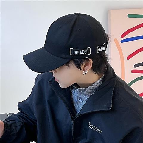 Mũ Lưỡi Trai Màu Đen Phong Cách hip hop Đường Phố Hàn Quốc Thời Trang Xuân Hè Cho Nam