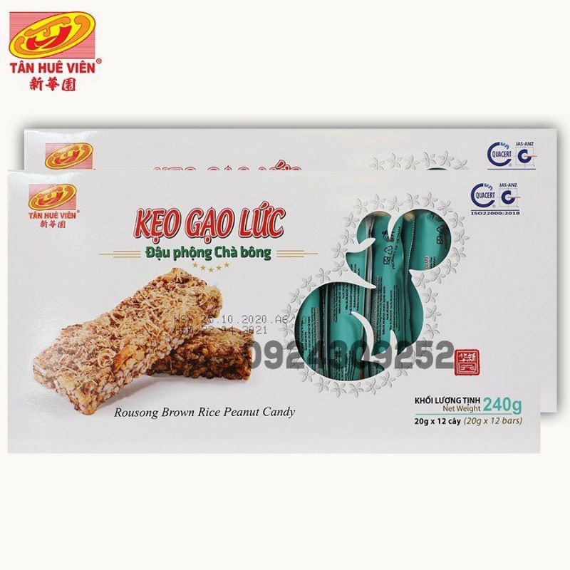 Kẹo Gạo Lức Đậu phộng Chà Bông Tân Huê Viên (Hộp 240gr)
