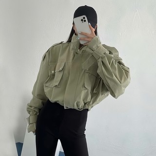 Áo Khoác Nữ Croptop Rút Dây