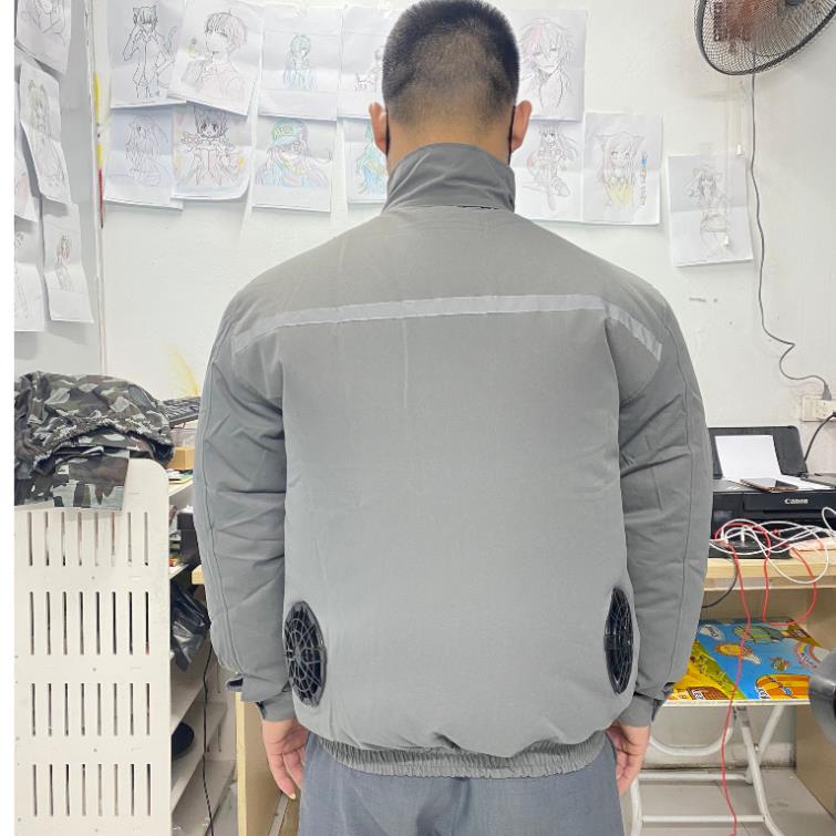 Áo điều hòa màu xám ghi  Pin japan 32000 mah quạt 12v chạy được 10-14 tiếng liên tục