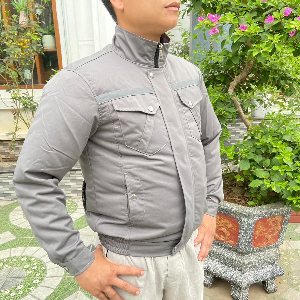 Áo điều hòa màu xám ghi  Pin japan 32000 mah quạt 12v chạy được 10-14 tiếng liên tục