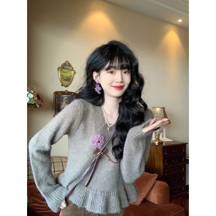 Jiashucheng Áo Sweater Dáng Rộng Dài Thêu Họa Tiết Phong Cách Mới Thời Trang Mùa Xuân Dành Cho Nữ