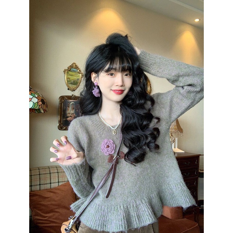 Jiashucheng Áo Sweater Dáng Rộng Dài Thêu Họa Tiết Phong Cách Mới Thời Trang Mùa Xuân Dành Cho Nữ