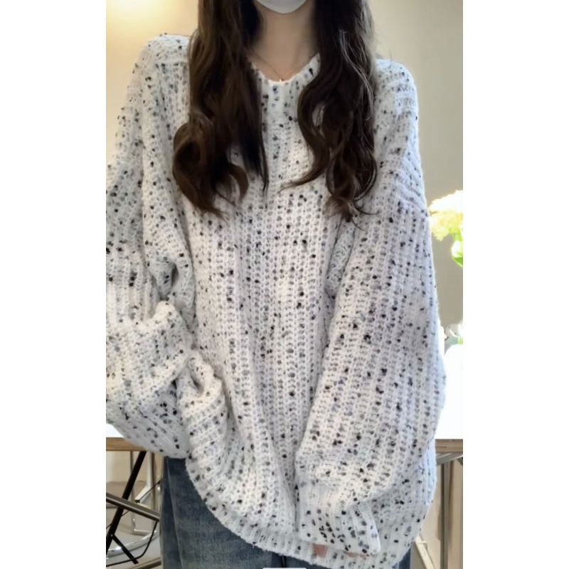 Jiashucheng Áo Sweater Cổ Tròn Dáng Rộng Dài Vừa Phải Phong Cách Hàn Quốc Thời Trang Cho Nữ