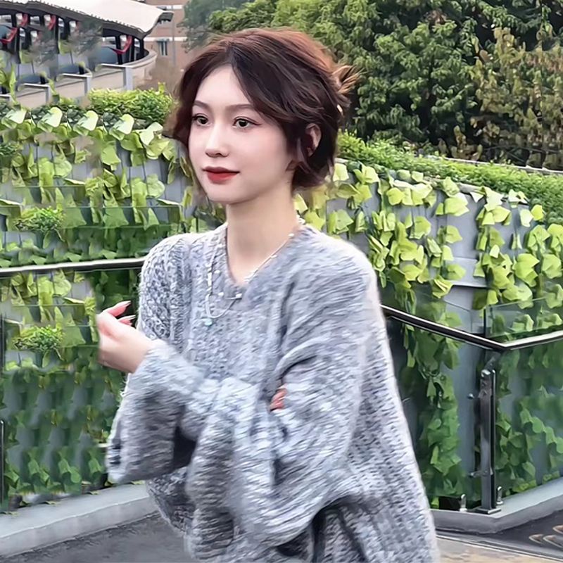 Jiashucheng Áo Sweater Cổ Tròn Dáng Rộng Dày Dặn Ấm Áp Theo Phong Cách Thu Đông Dành Cho Nữ