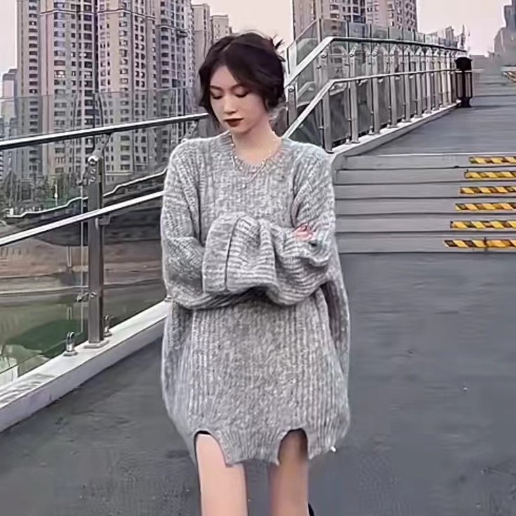 Jiashucheng Áo Sweater Cổ Tròn Dáng Rộng Dày Dặn Ấm Áp Theo Phong Cách Thu Đông Dành Cho Nữ