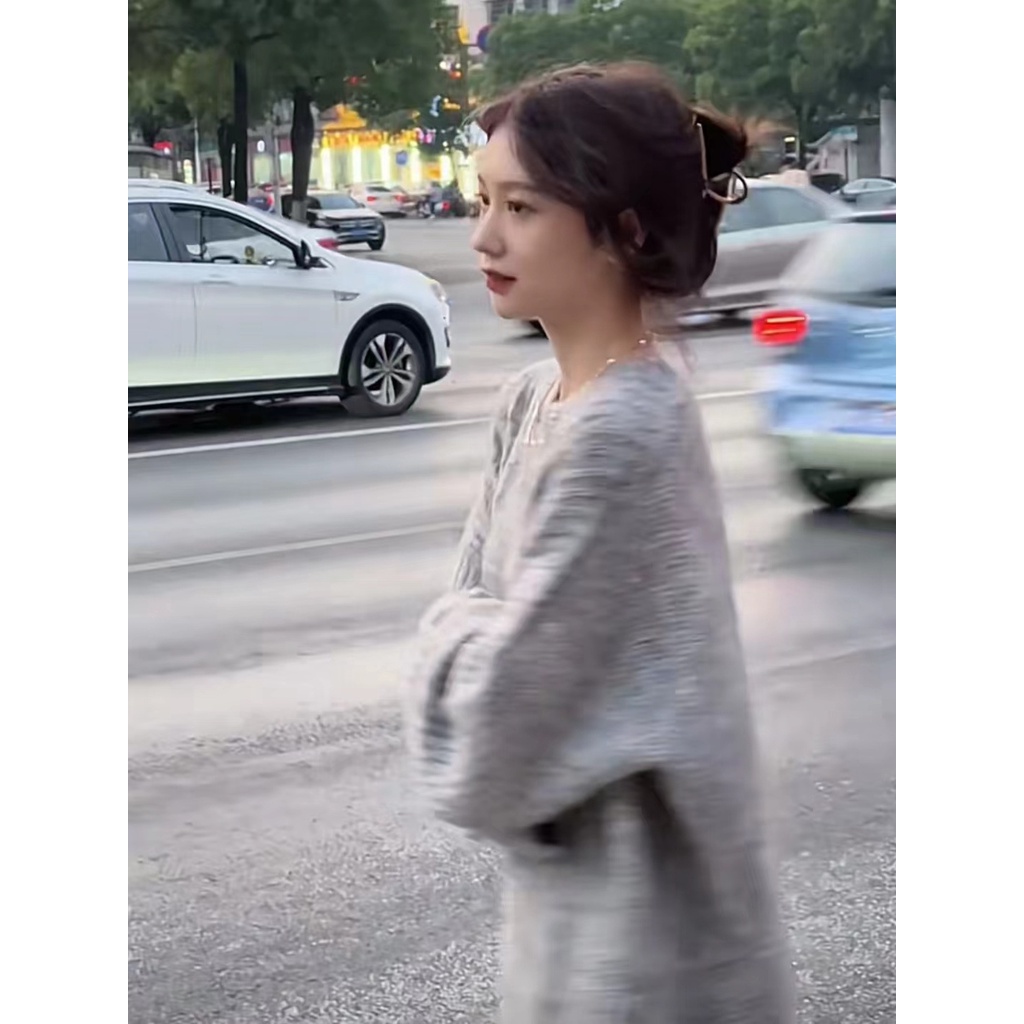 Jiashucheng Áo Sweater Cổ Tròn Dáng Rộng Dày Dặn Ấm Áp Theo Phong Cách Thu Đông Dành Cho Nữ