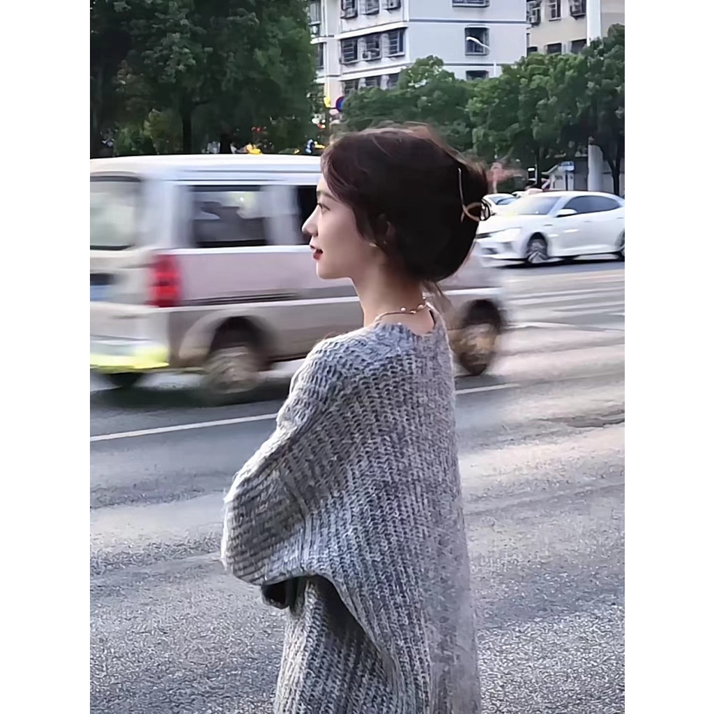 Jiashucheng Áo Sweater Cổ Tròn Dáng Rộng Dày Dặn Ấm Áp Theo Phong Cách Thu Đông Dành Cho Nữ