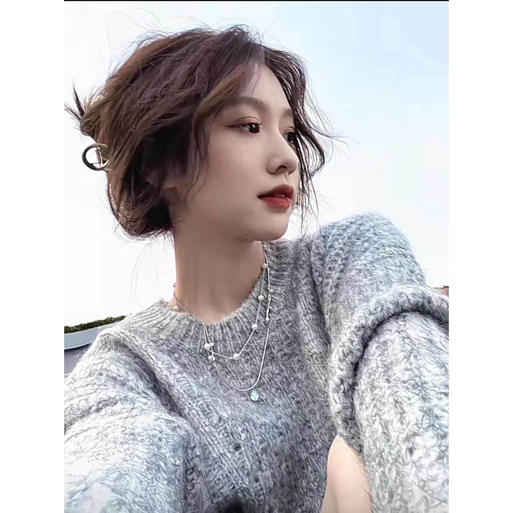 Jiashucheng Áo Sweater Cổ Tròn Dáng Rộng Dày Dặn Ấm Áp Theo Phong Cách Thu Đông Dành Cho Nữ