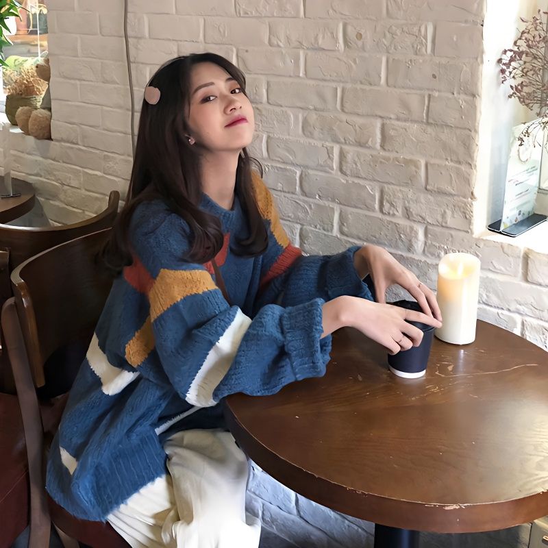 Jiashucheng Áo Sweater Dệt Kim Tay Dài Cổ Tròn Dáng Rộng Phong Cách Hàn Quốc Thời Trang Thu Đông Mới Cho Nữ