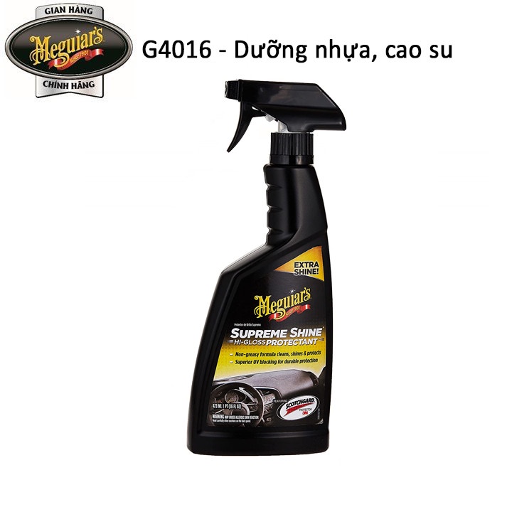 Meguiar's Dưỡng đen nhựa, cao su nội thất - độ bóng cao - Supreme Shine Protectant - G4016, 473 ml