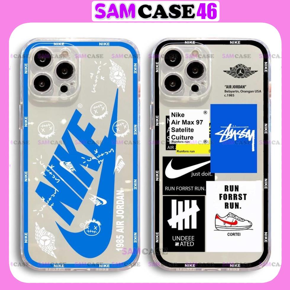 Ốp lưng nike cạnh vuông chống sốc silicon trong suốt bảo vệ camera cho iphone ip 6/6s/7/8/X/XS/11/12/13/14 Pro Plus Max