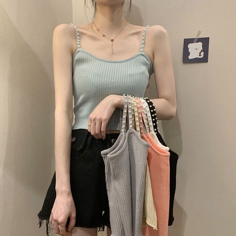 Jiashucheng Áo Lót Lụa Lạnh Dạng Ngắn Màu Trắng Trơn Mặc Bên Trong Thời Trang Mùa Hè Cho Nữ