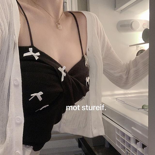 Jiashucheng Áo Dệt Kim Hai Dây Dáng Ôm Đính Nơ Thời Trang Mùa Hè Plus Size