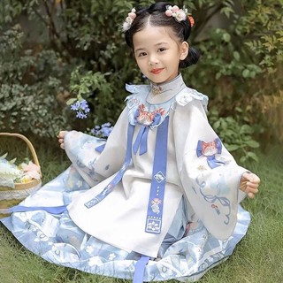 Đầm hán phục in hình đám mây phong cách cổ điển thời trang xuân thu cho bé gái 7.8