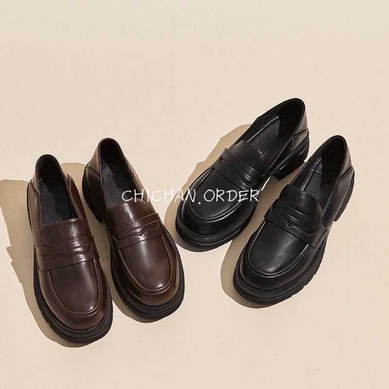 Giày hài da phong cách Chunky Loafer